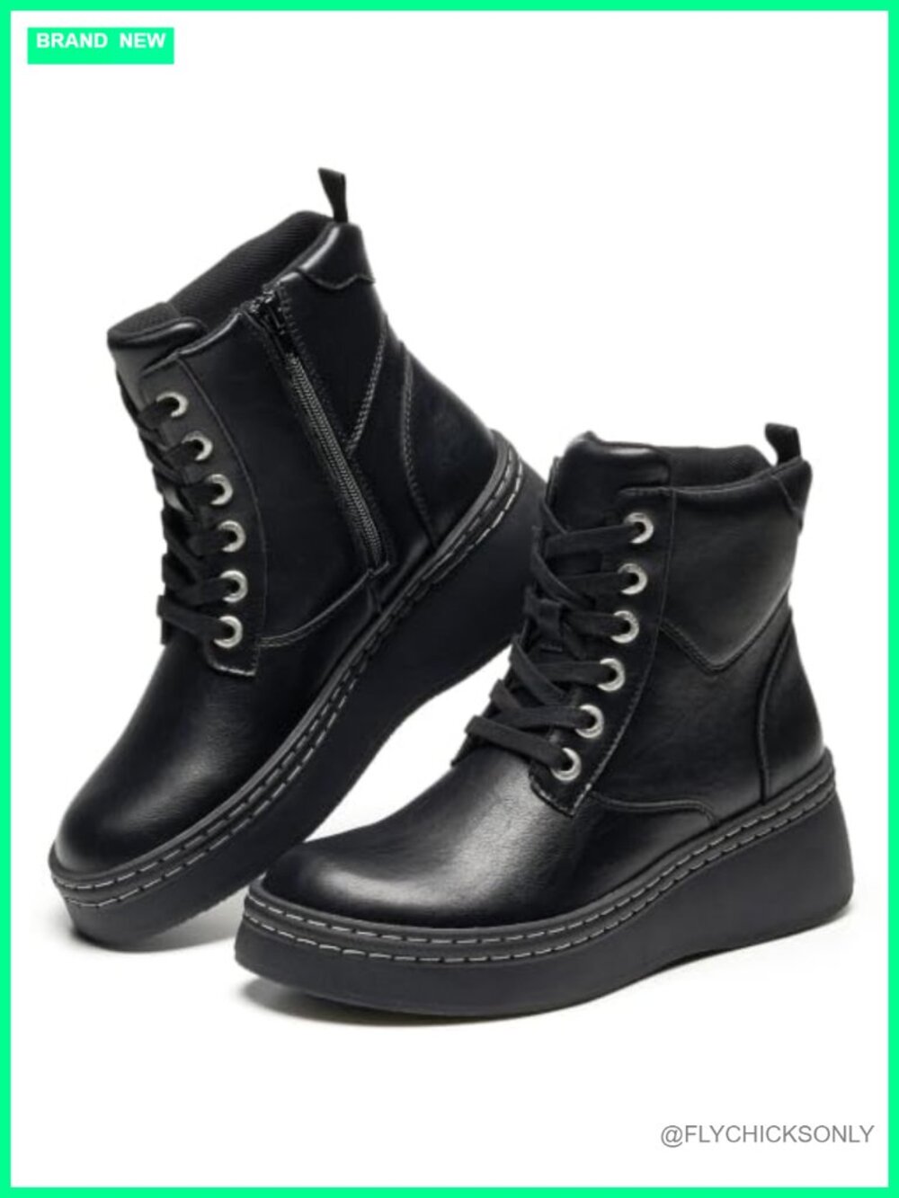 Genuine Leather Platform Ankle Boots for Women Inside Zip SmartFoam Combat